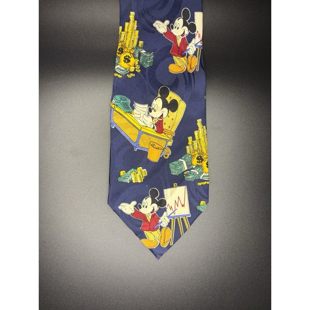 Disney Mickey Unlimited Blue Graphic Novelty Silk Mickey Mouse Neck Tie Necktie